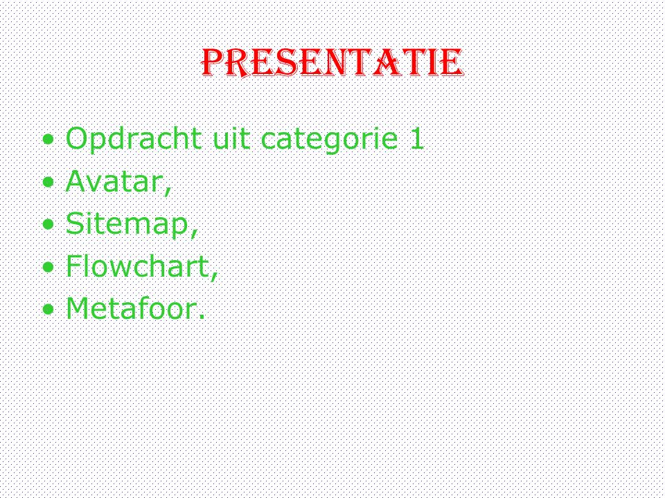 presentatie Opdracht uit categorie 1 Avatar, Sitemap, Flowchart,