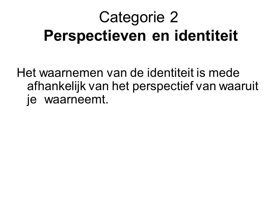 Categorie 2 Perspectieven en identiteit
