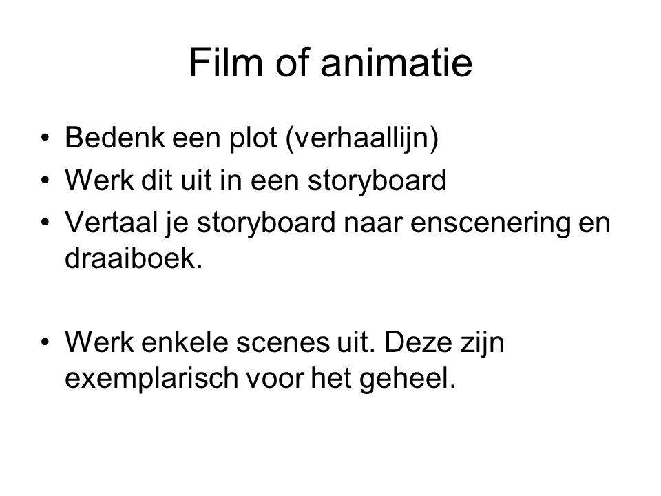 Film of animatie Bedenk een plot (verhaallijn)