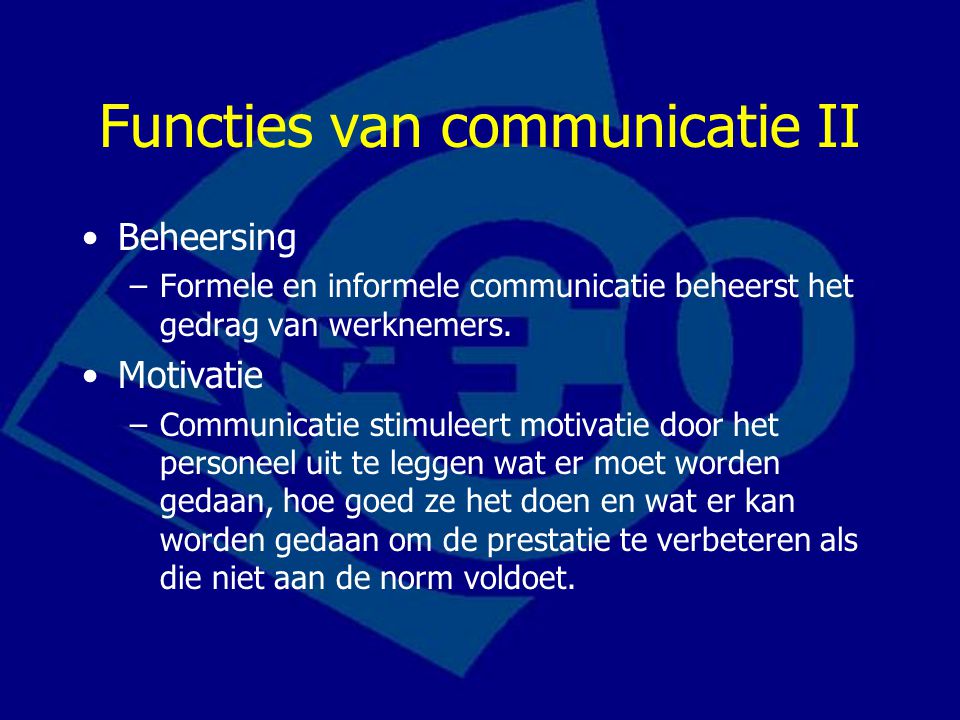 Functies van communicatie II