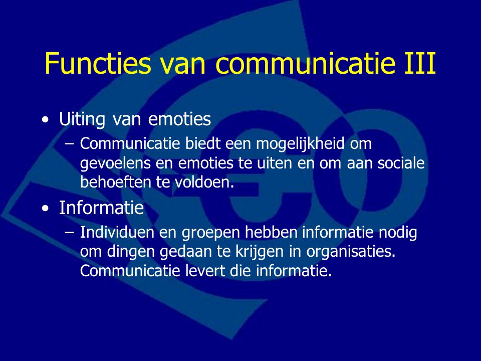 Functies van communicatie III