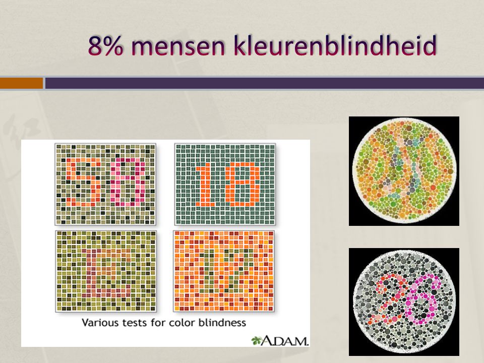 8% mensen kleurenblindheid