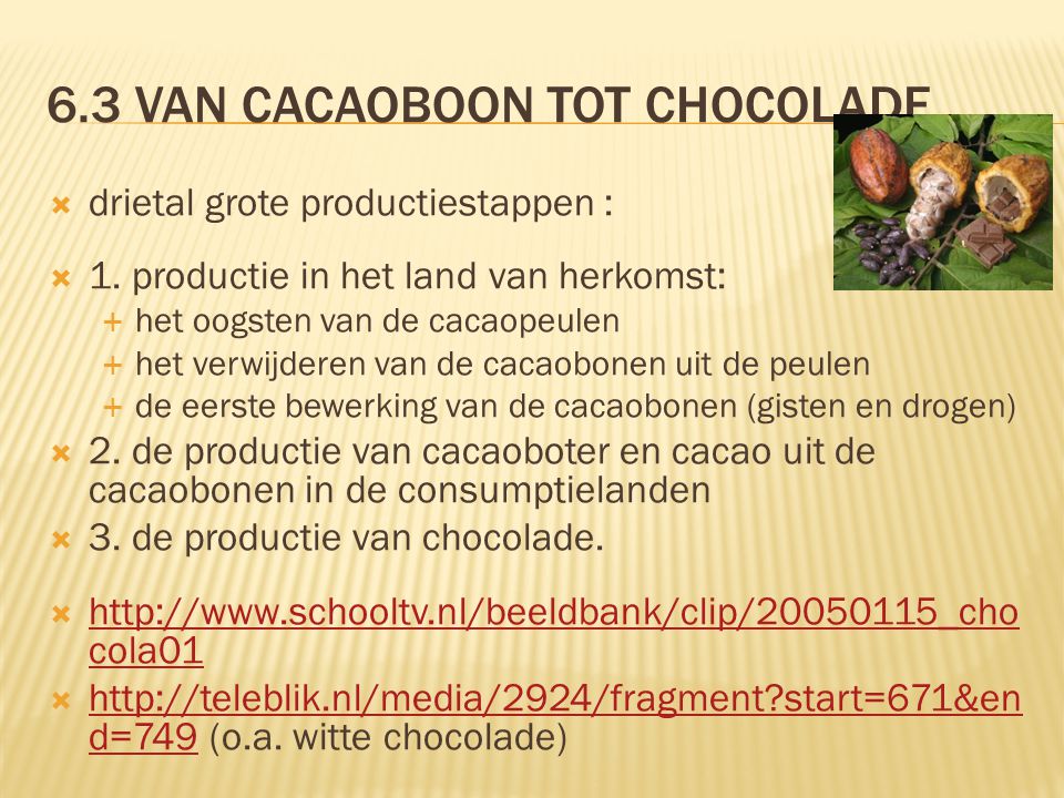 6.3 Van cacaoboon tot chocolade