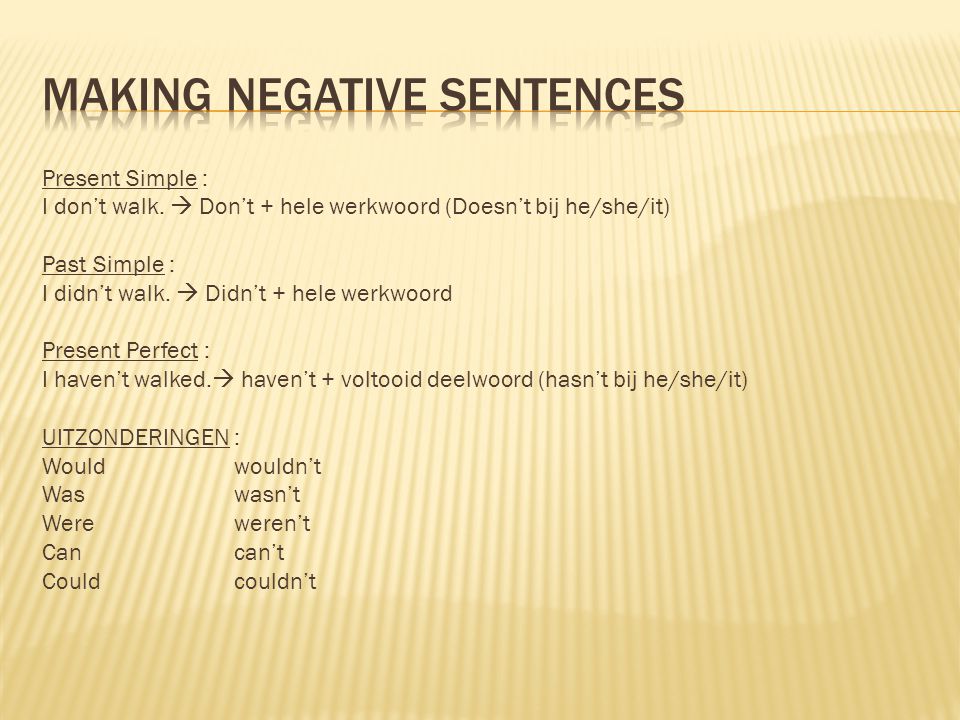 Making negative sentences