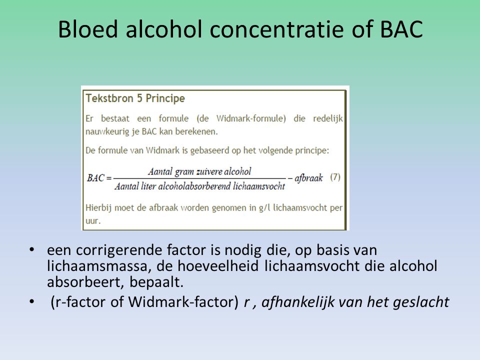 Bloed alcohol concentratie of BAC