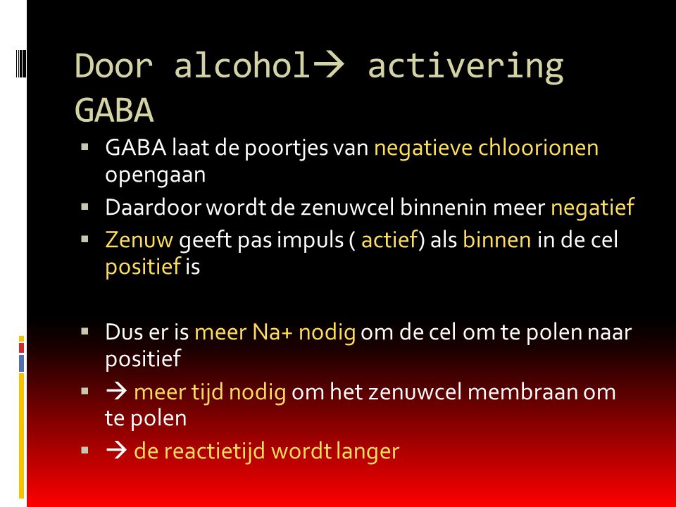 Door alcohol activering GABA