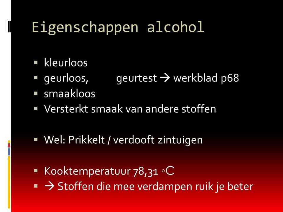 Eigenschappen alcohol