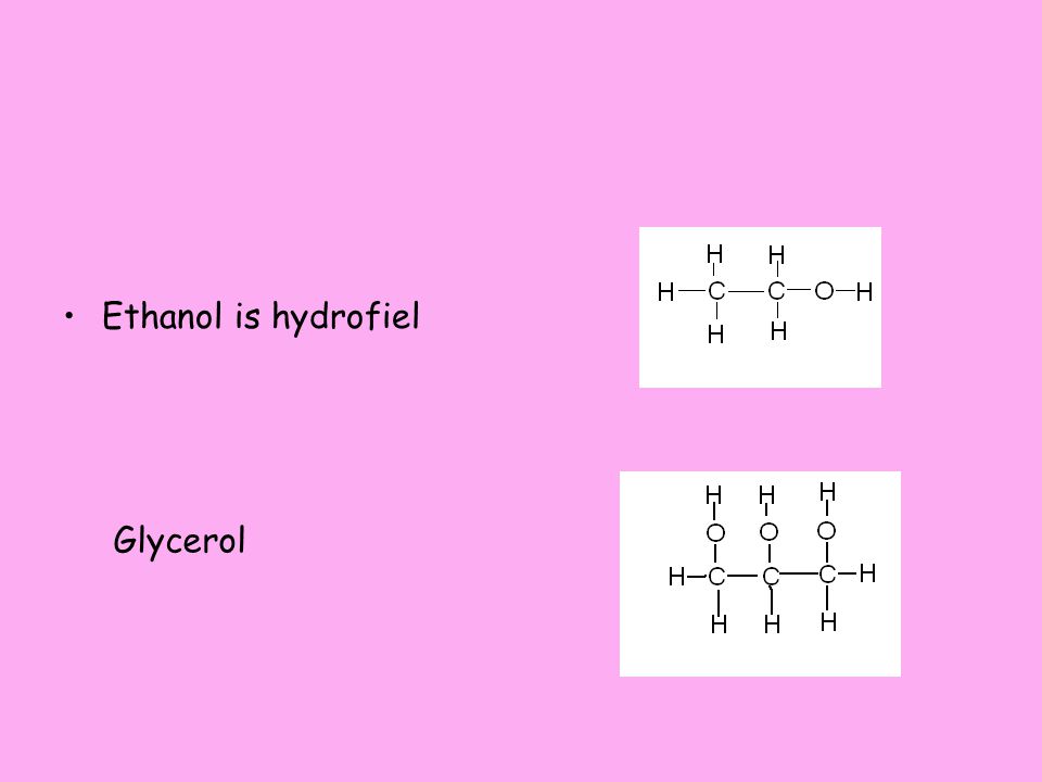 Ethanol is hydrofiel Glycerol
