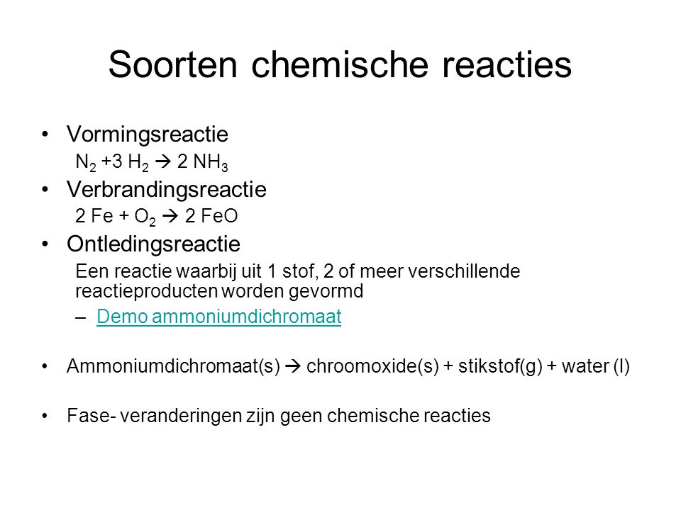Soorten chemische reacties