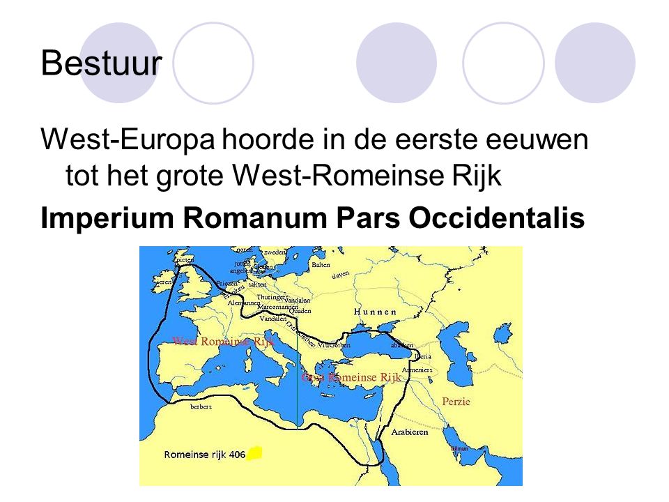 Bestuur West-Europa hoorde in de eerste eeuwen tot het grote West-Romeinse Rijk.