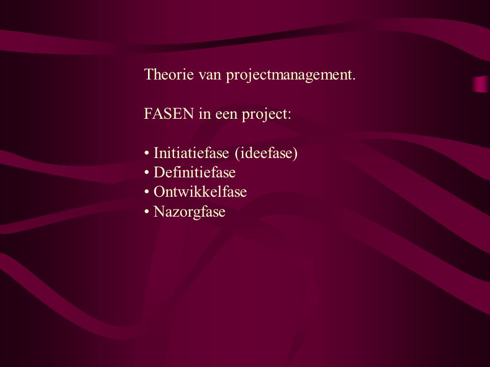 Theorie van projectmanagement.