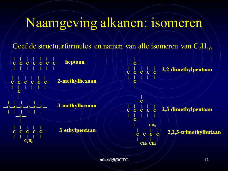 Naamgeving alkanen: isomeren
