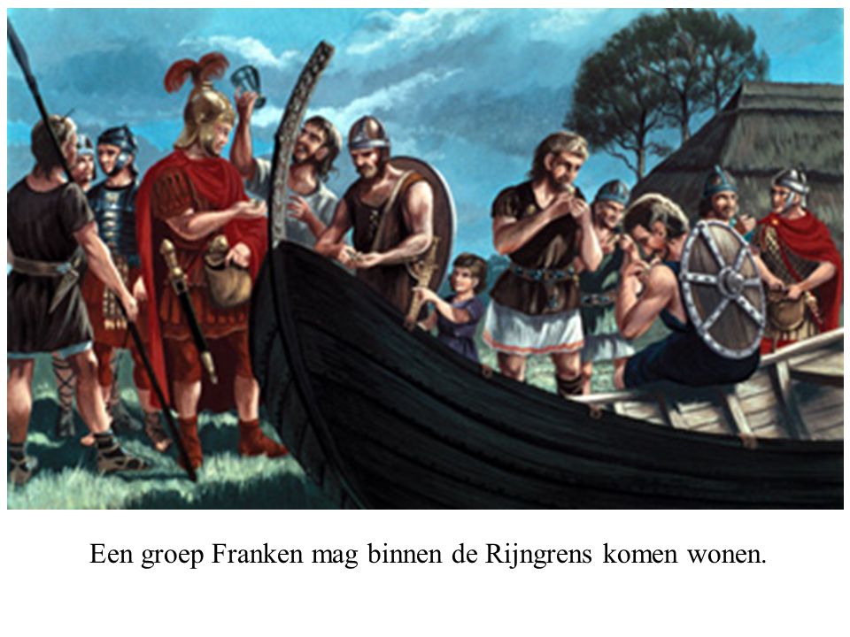 Een groep Franken mag binnen de Rijngrens komen wonen.