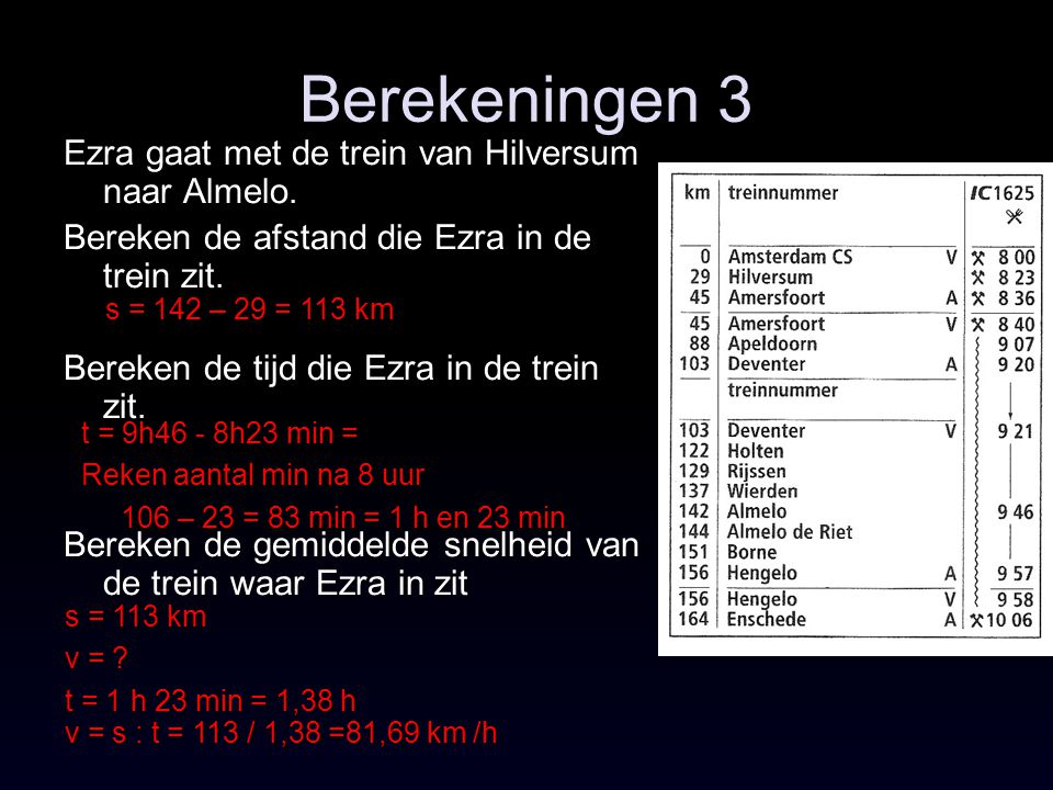 Berekeningen 3 Ezra gaat met de trein van Hilversum naar Almelo.