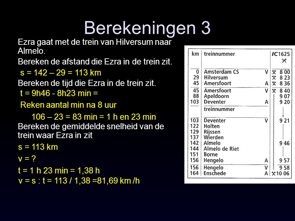 Berekeningen 3 Ezra gaat met de trein van Hilversum naar Almelo.