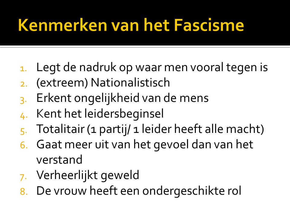 Kenmerken van het Fascisme