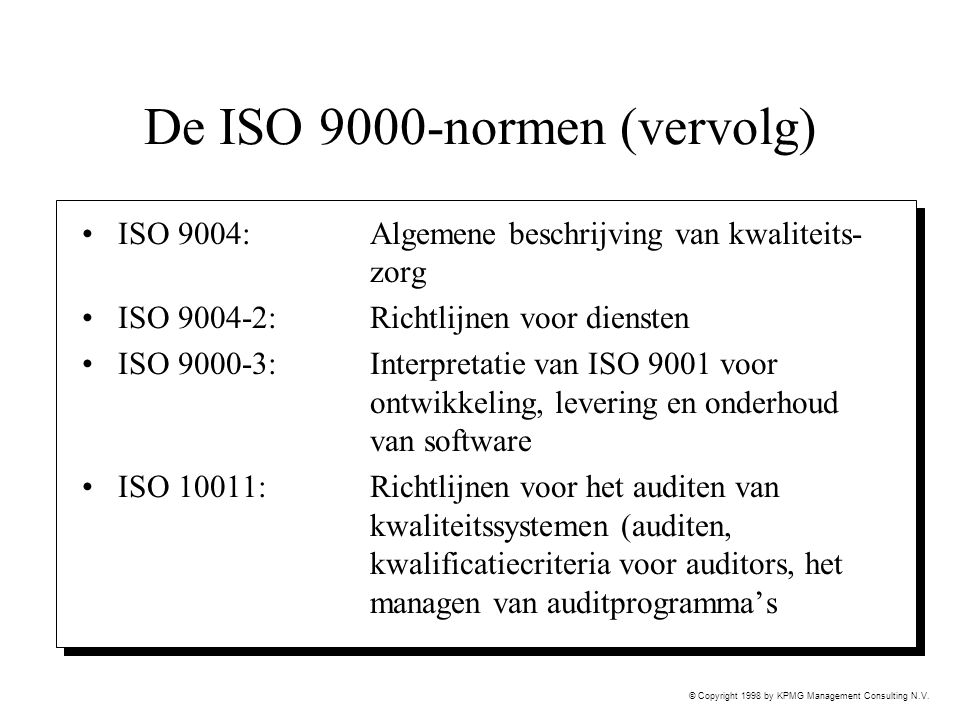 De ISO 9000-normen (vervolg)