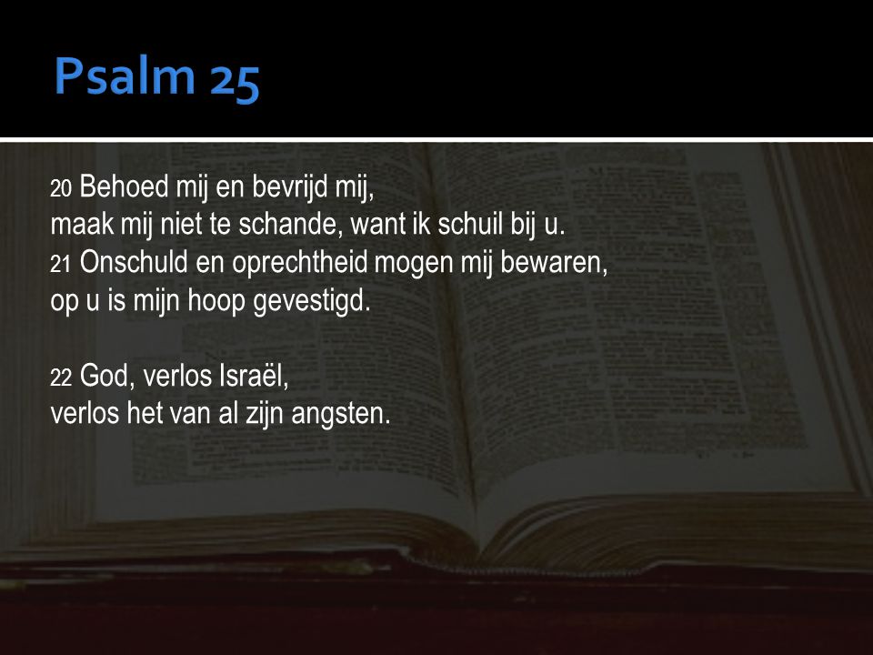 Psalm 25 maak mij niet te schande, want ik schuil bij u.