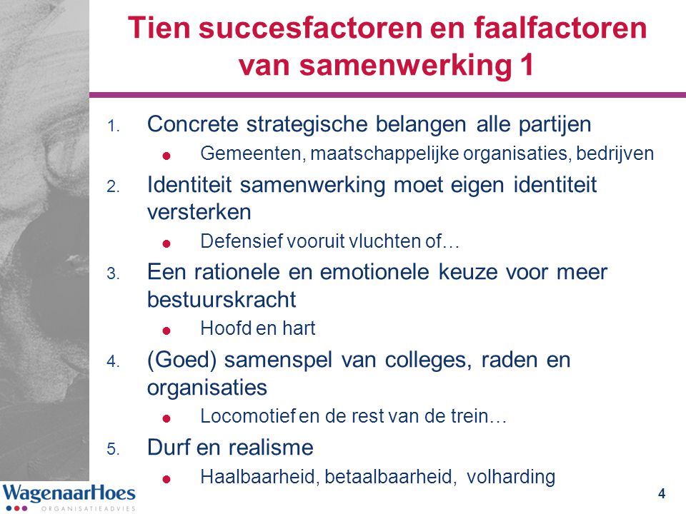 Tien succesfactoren en faalfactoren van samenwerking 1
