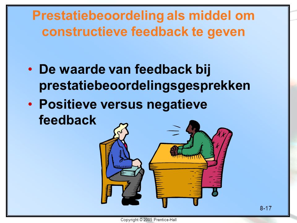 Prestatiebeoordeling als middel om constructieve feedback te geven