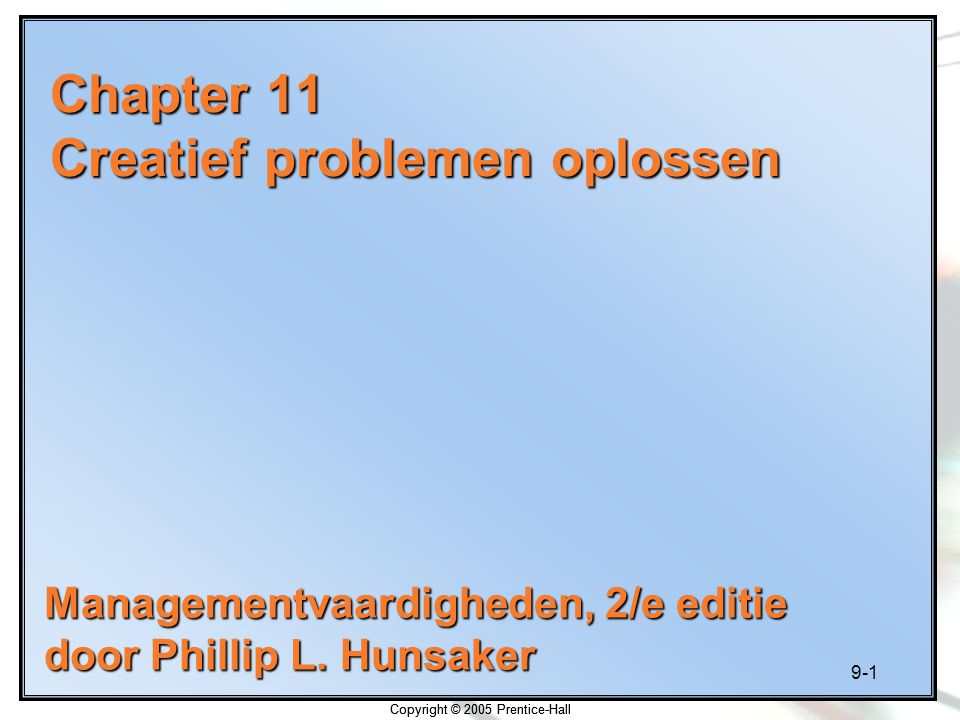 Chapter 11 Creatief problemen oplossen