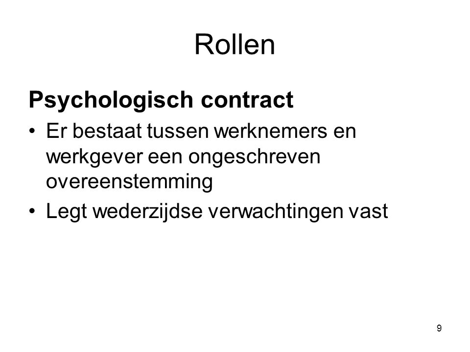 Rollen Psychologisch contract