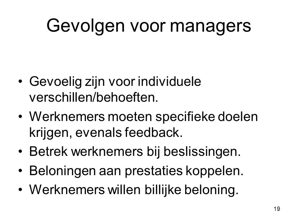 Gevolgen voor managers