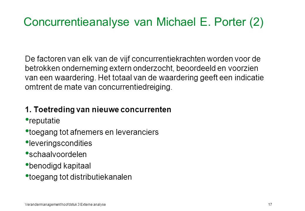 Concurrentieanalyse van Michael E. Porter (2)