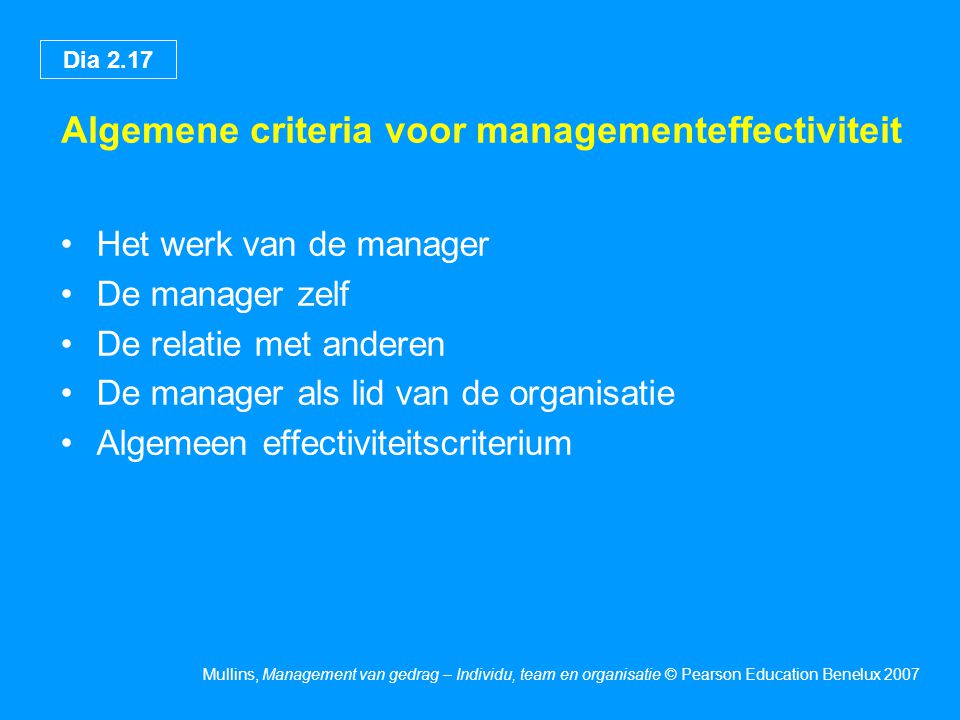 Algemene criteria voor managementeffectiviteit