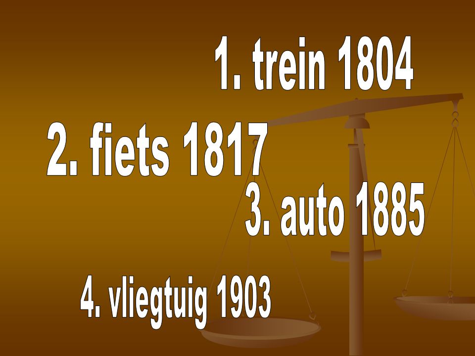 1. trein fiets auto vliegtuig 1903