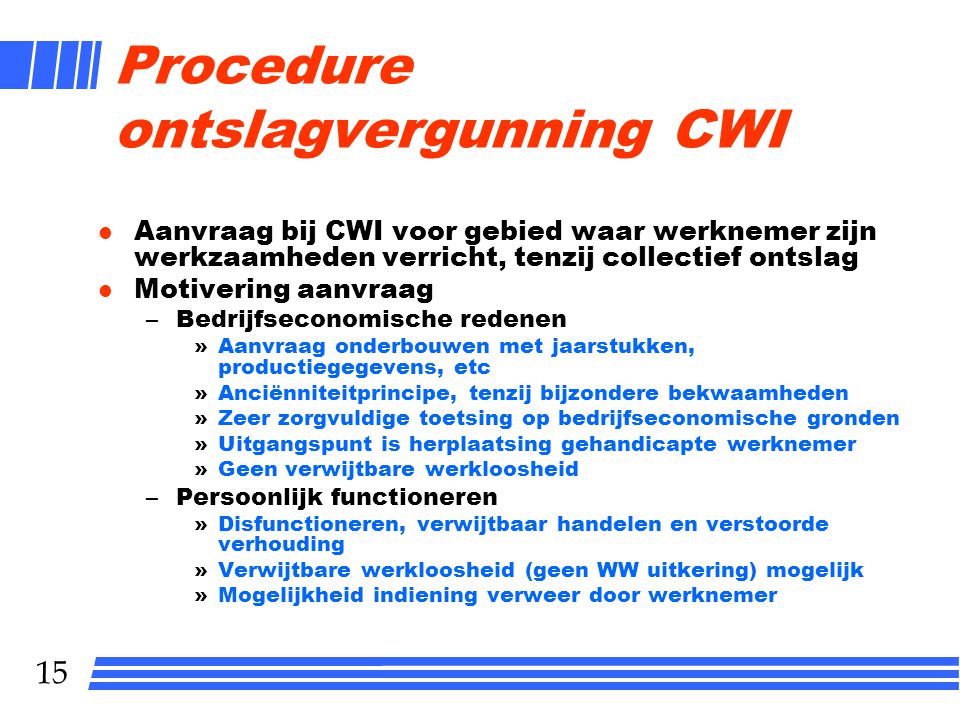 Procedure ontslagvergunning CWI