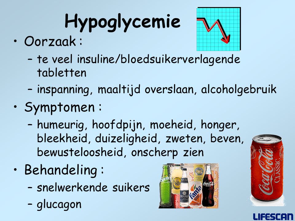 Hypoglycemie Oorzaak : Symptomen : Behandeling :