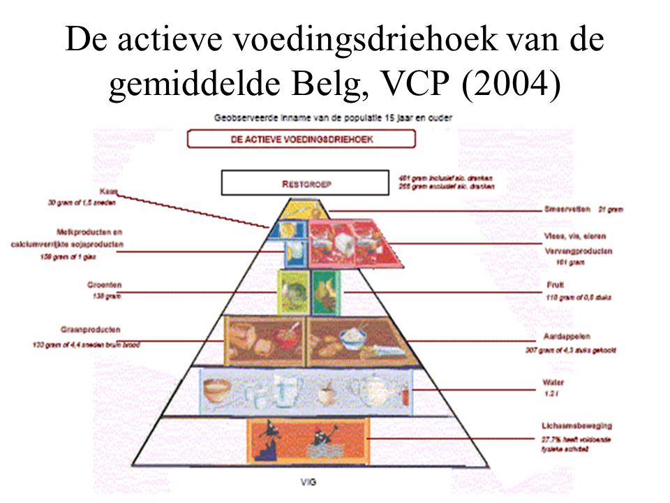 De actieve voedingsdriehoek van de gemiddelde Belg, VCP (2004)