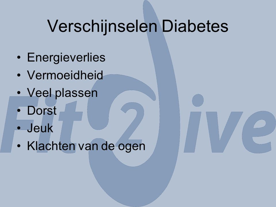 Verschijnselen Diabetes