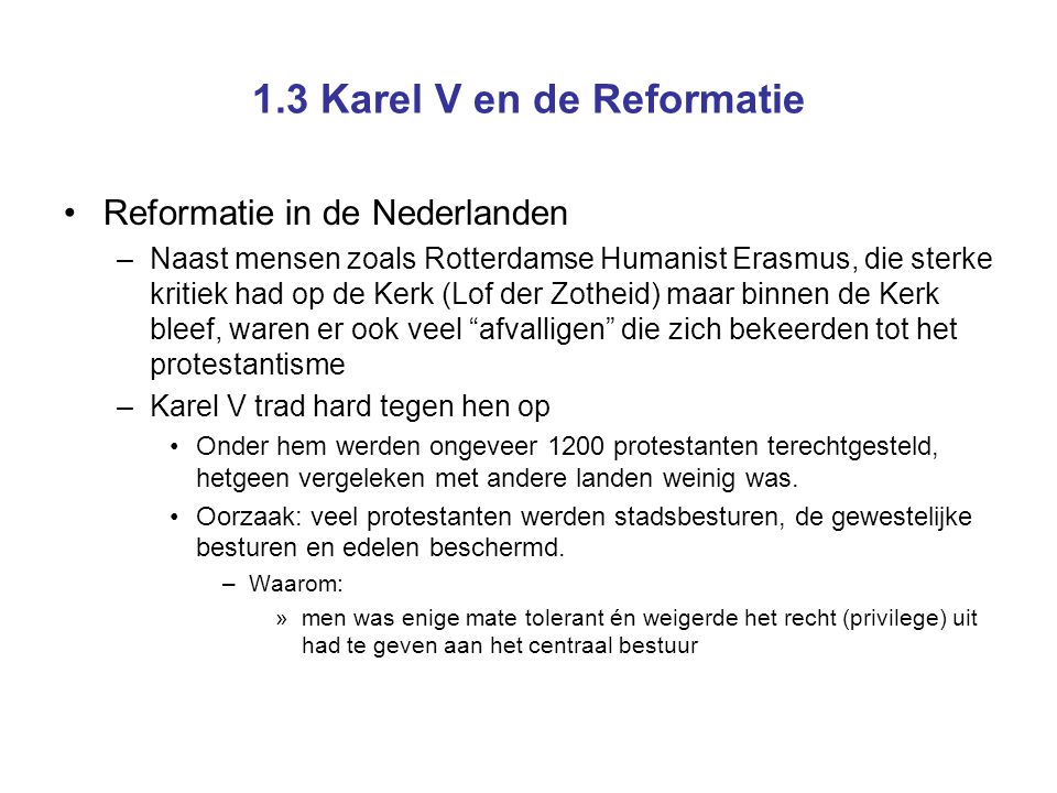 1.3 Karel V en de Reformatie
