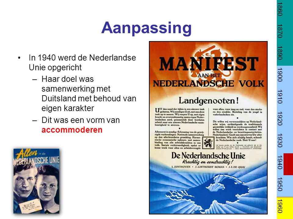 Aanpassing In 1940 werd de Nederlandse Unie opgericht