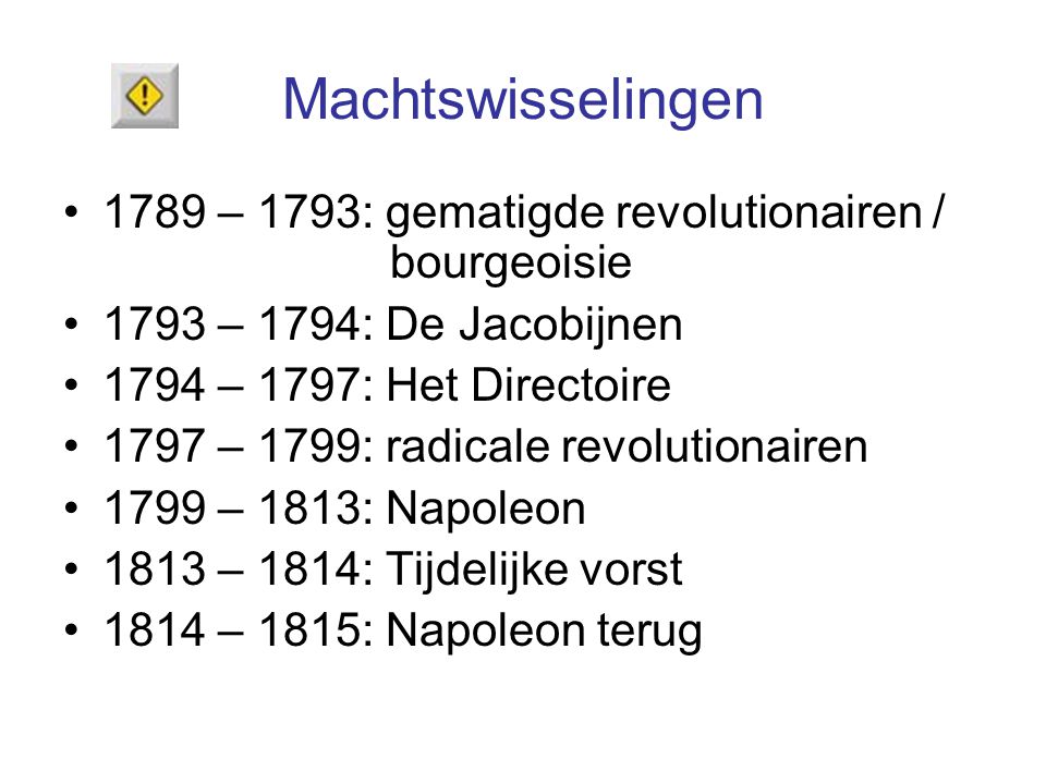Machtswisselingen 1789 – 1793: gematigde revolutionairen / bourgeoisie