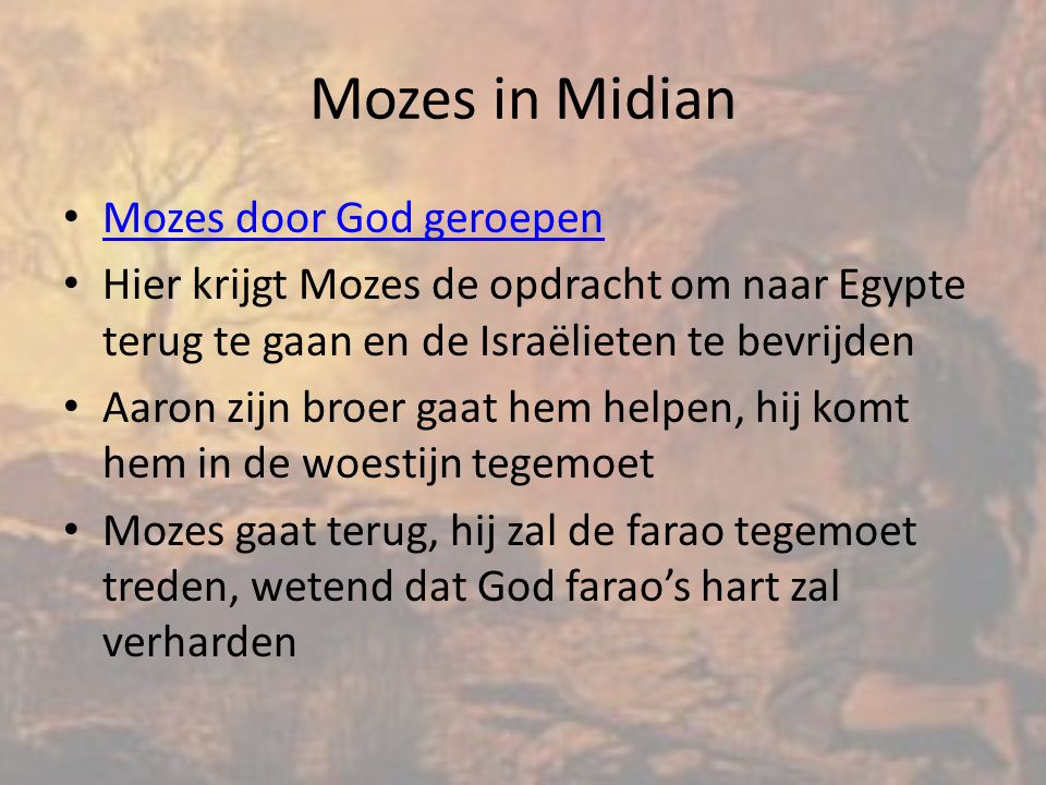 Mozes in Midian Mozes door God geroepen