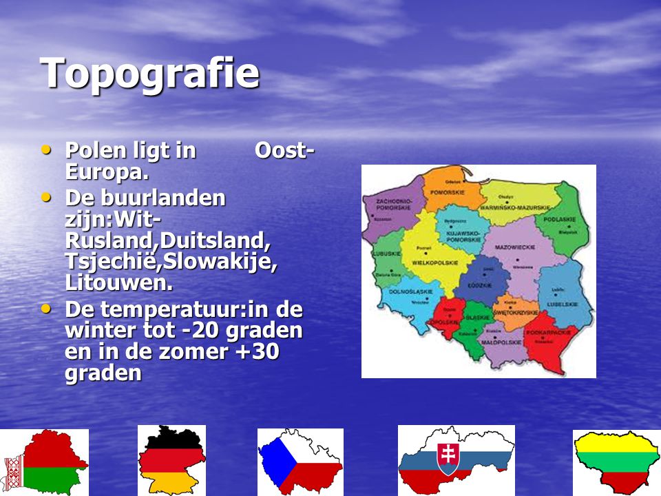 Topografie Polen ligt in Oost-Europa.