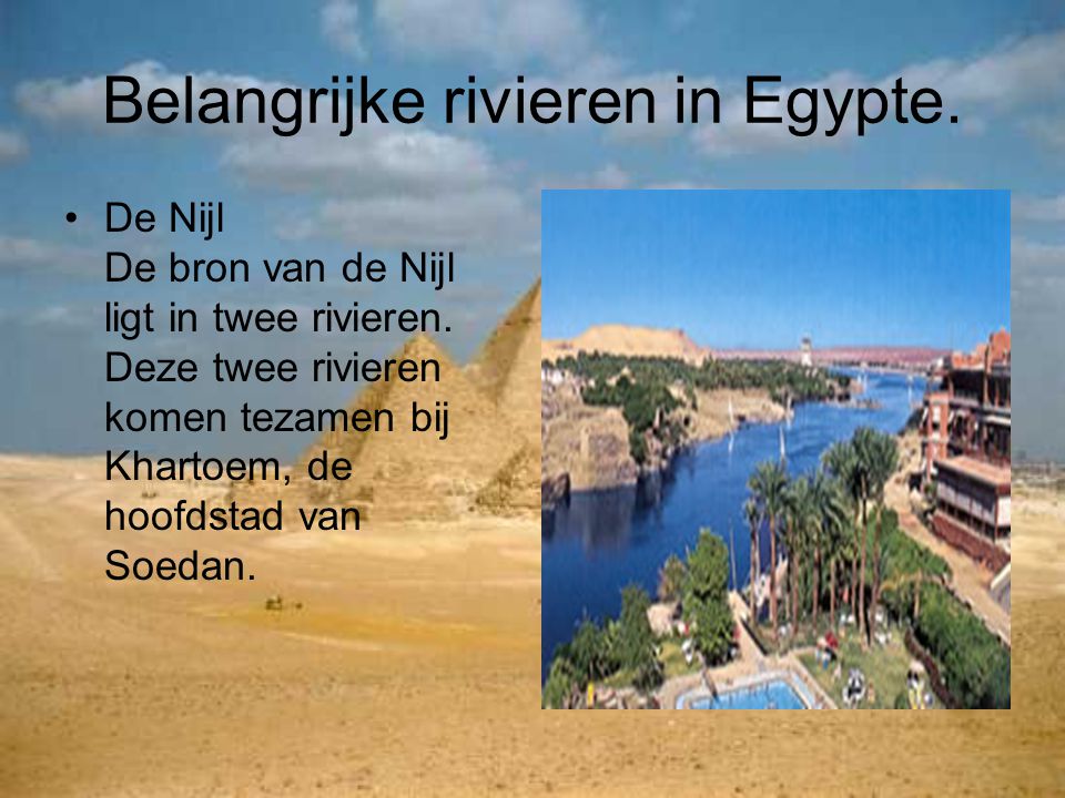 Belangrijke rivieren in Egypte.