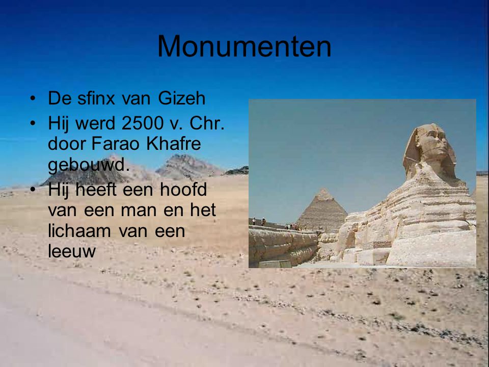 Monumenten De sfinx van Gizeh