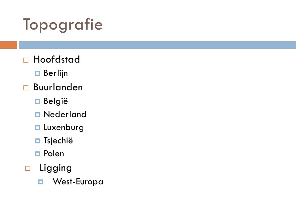 Topografie Hoofdstad Buurlanden Ligging Berlijn België Nederland