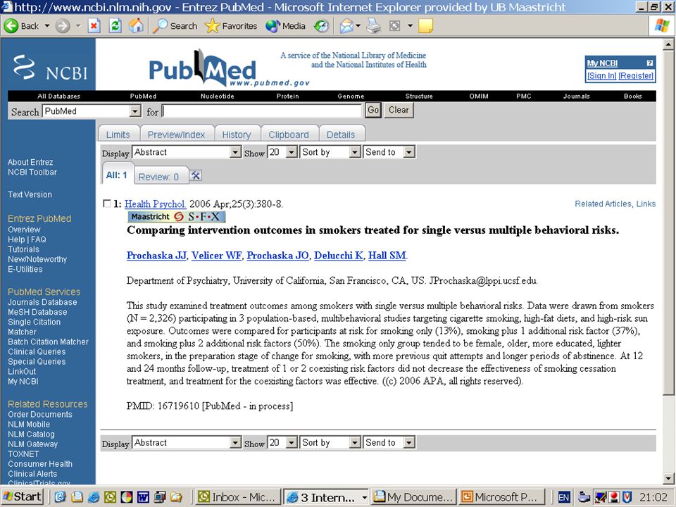 Wat gebeurt als je op auteursveld van referentie in PubMed klikt