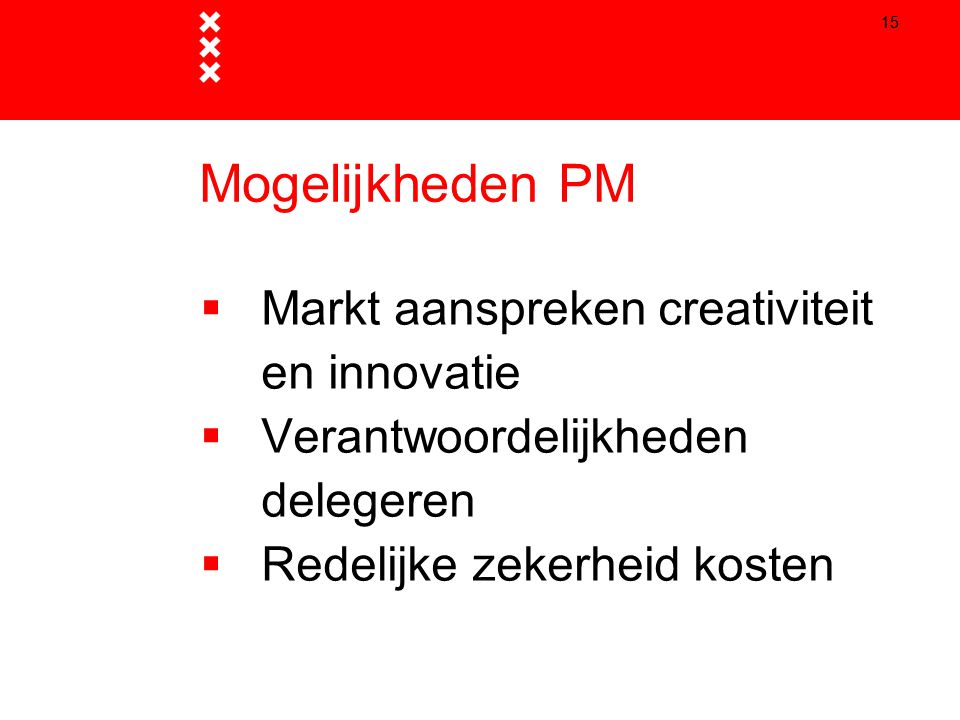 Mogelijkheden PM Markt aanspreken creativiteit en innovatie