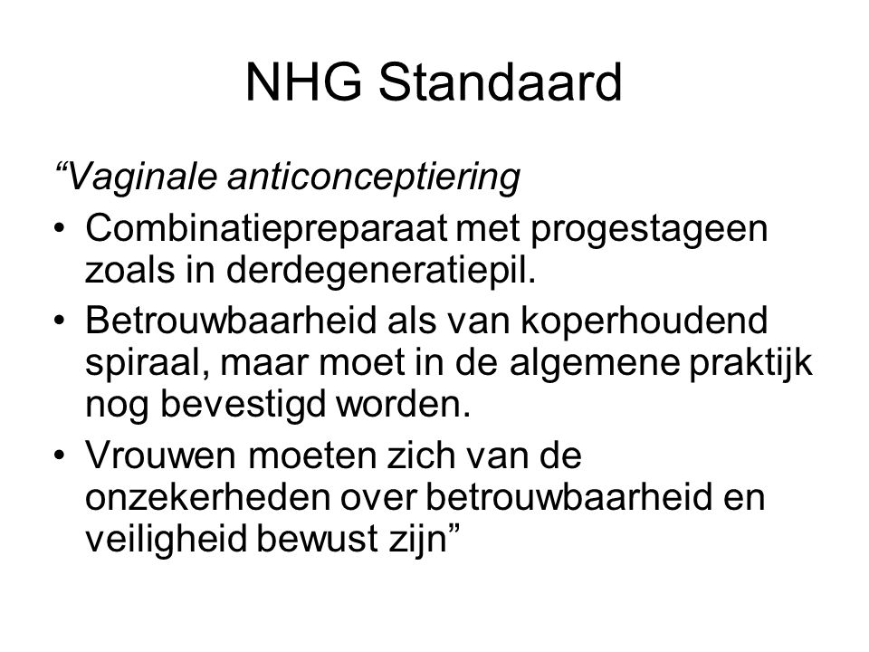 NHG Standaard Vaginale anticonceptiering