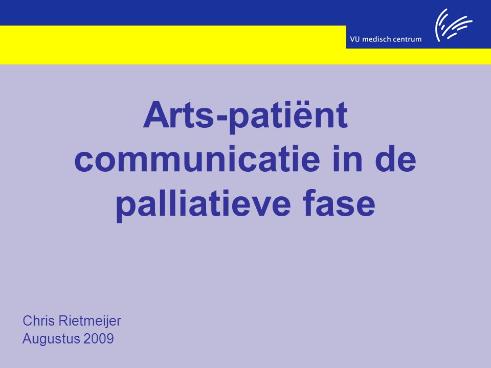 Arts-patiënt communicatie in de palliatieve fase