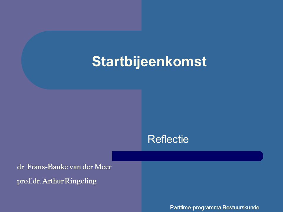 Startbijeenkomst Reflectie dr. Frans-Bauke van der Meer