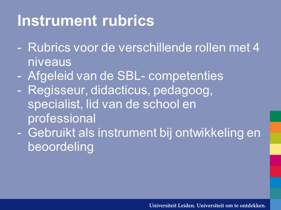 Instrument rubrics Rubrics voor de verschillende rollen met 4 niveaus