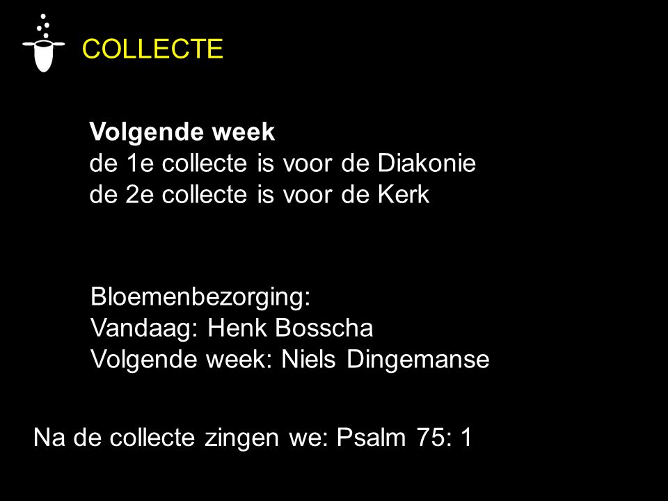 COLLECTE Volgende week de 1e collecte is voor de Diakonie