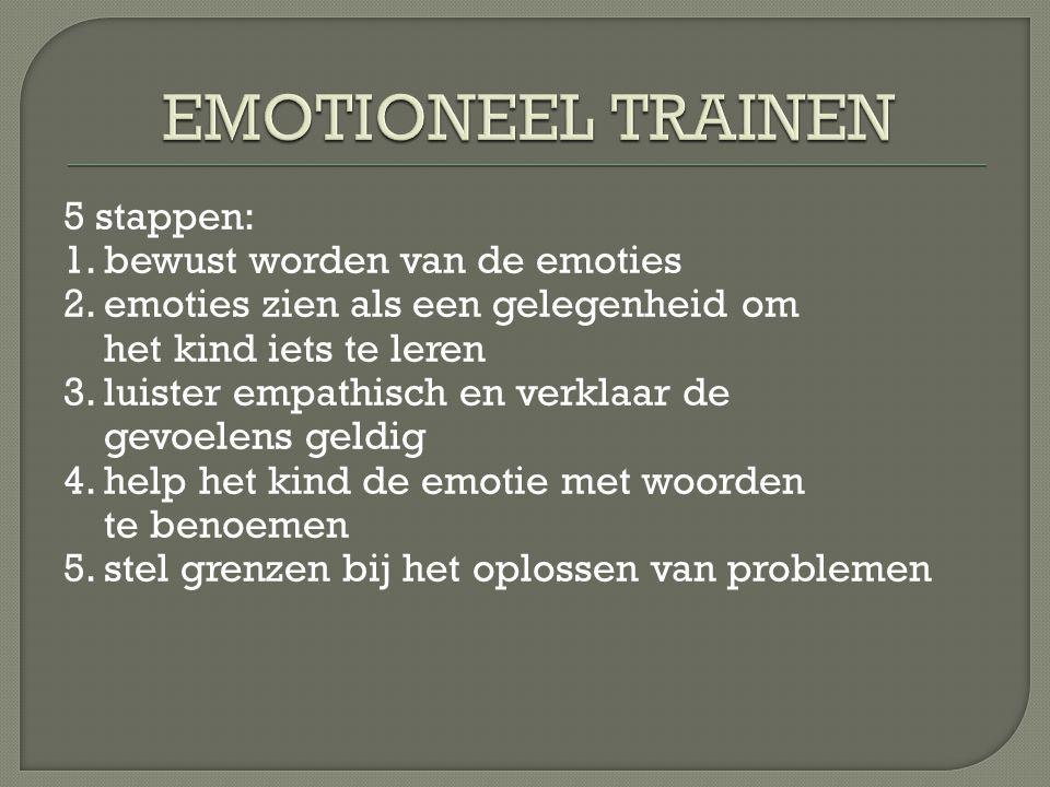 EMOTIONEEL TRAINEN 5 stappen: 1. bewust worden van de emoties